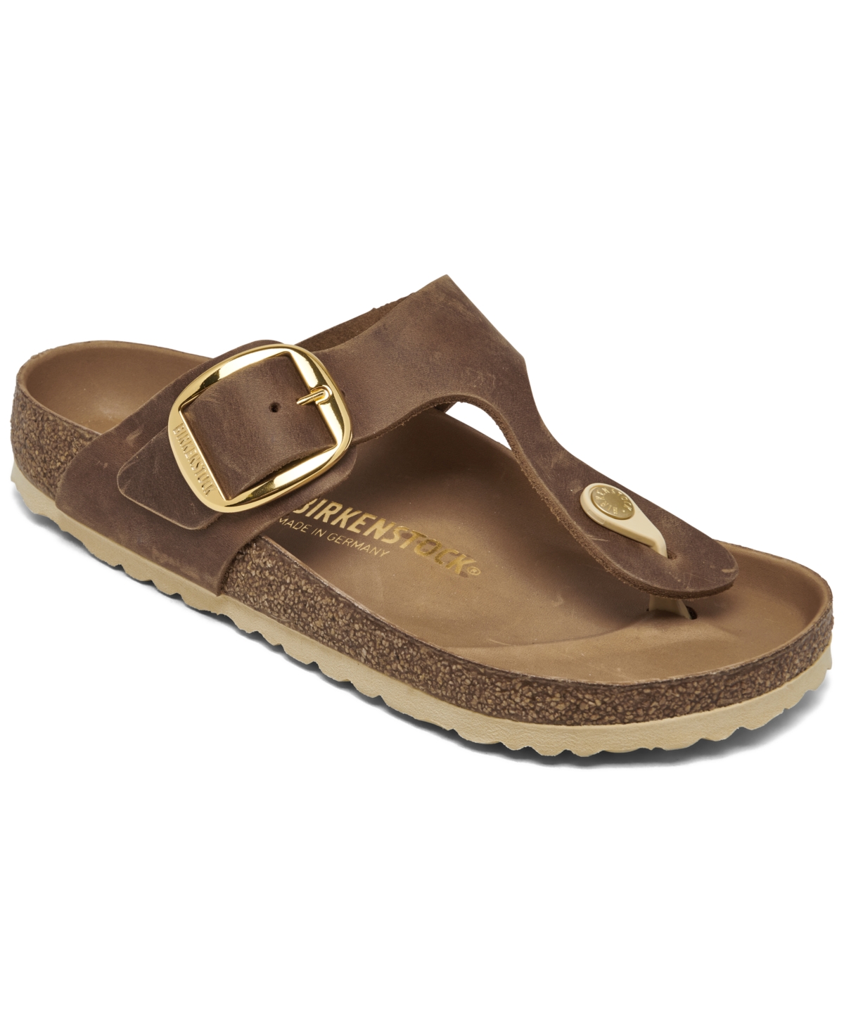 Women's Gizeh Big Buckle Oiled Leather Sandals from Finish Line - Cognac Brown