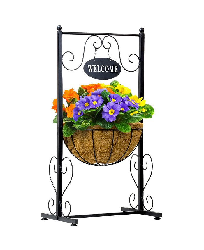 Sorbus Welcome Sign Metal Planter with Coco Liner - Macy's