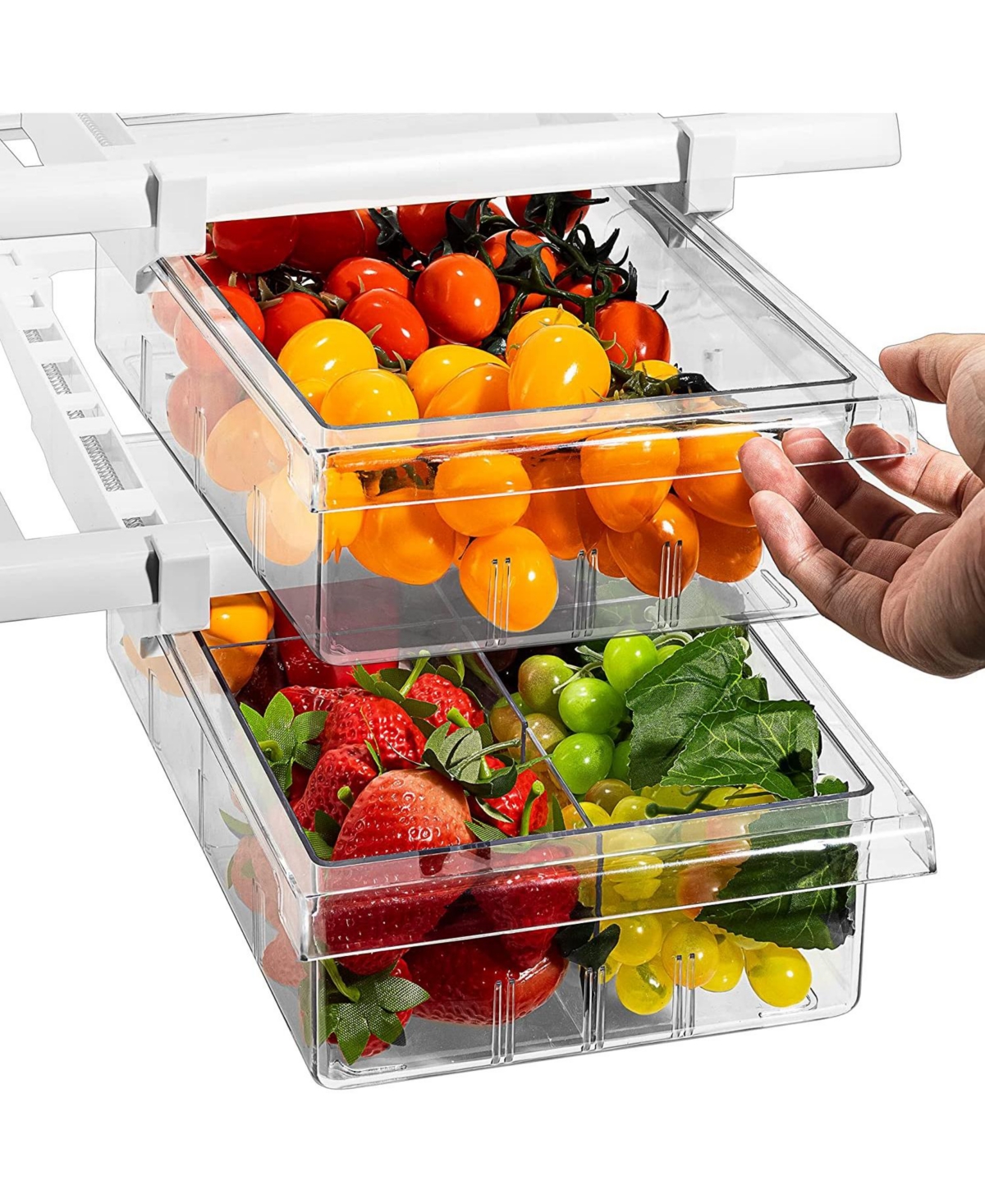 Pull Out Fridge Drawer - Attachable Deli Drawer 2 Pack - Clear