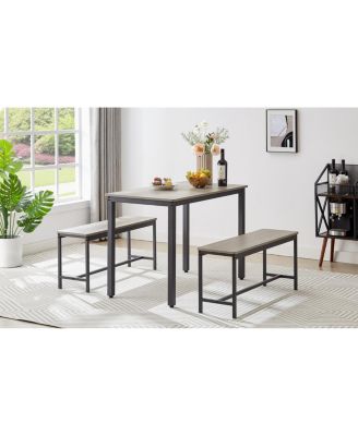  Industrial Style Dining Set with Benches, Counter, and Chairs