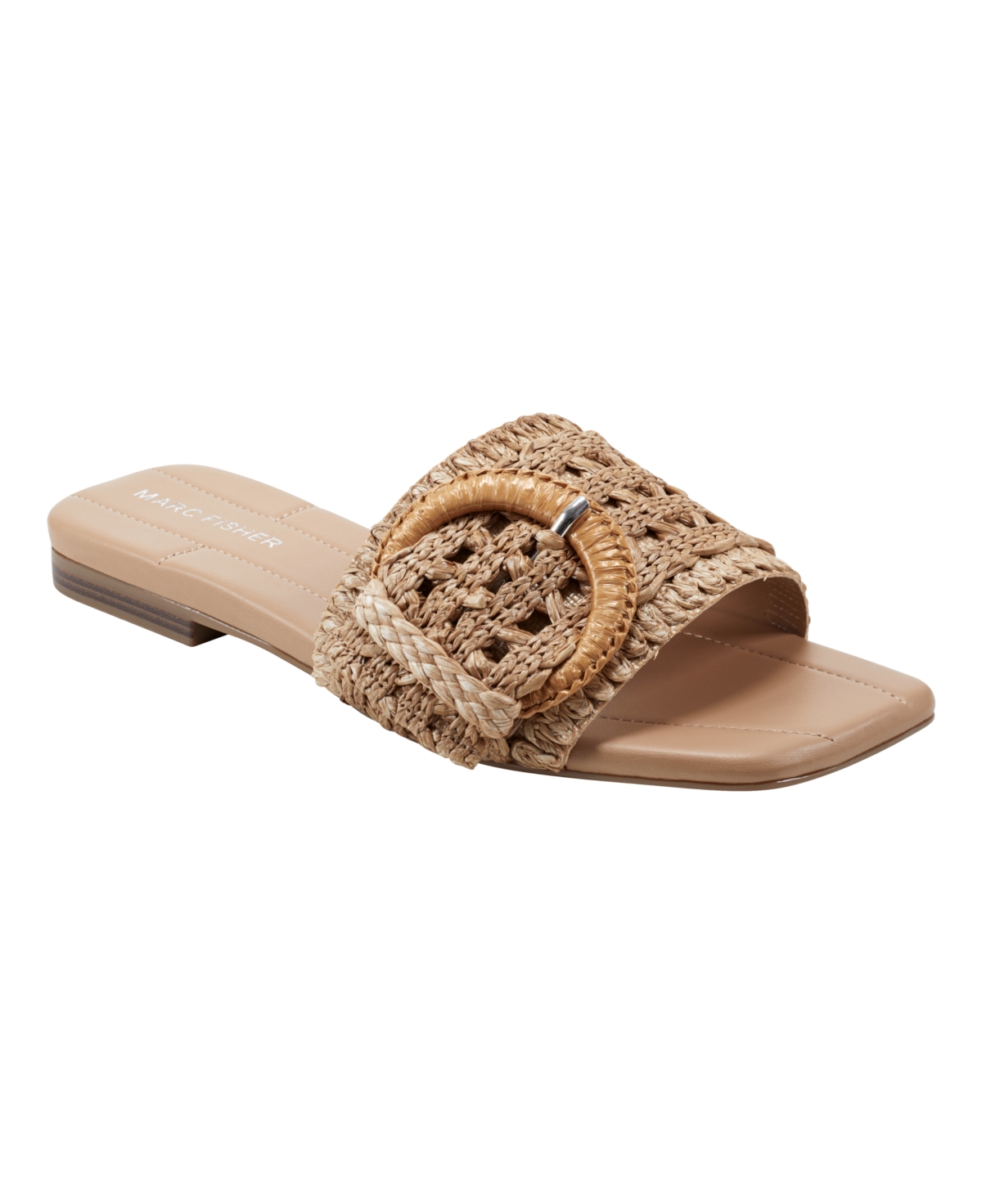 Shop Marc Fisher Women's Loree Square Toe Slip-on Flat Sandals In Medium Natural