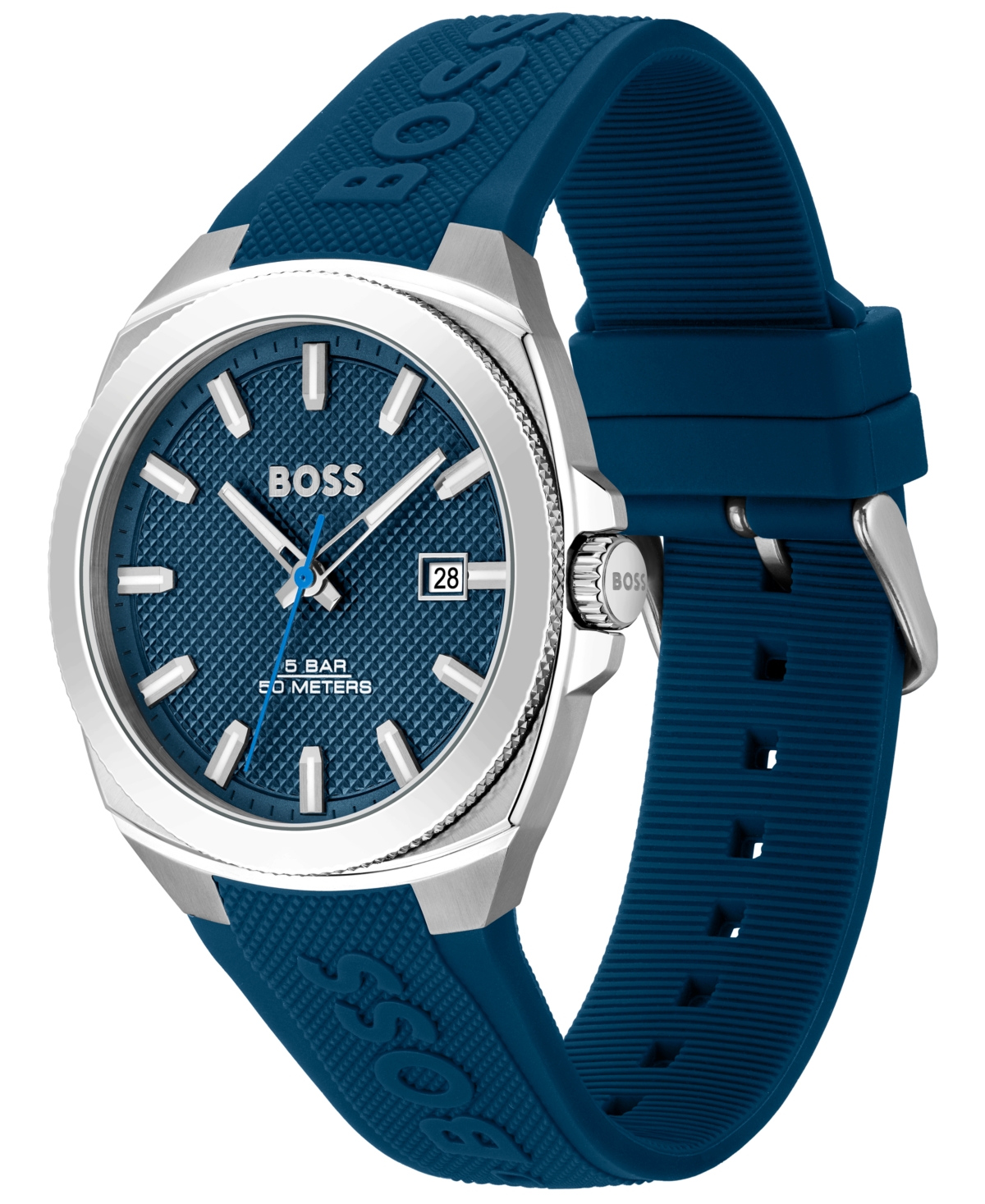 Shop Hugo Boss Men's Walker Quartz Basic Calendar Blue Silicone Watch 41mm