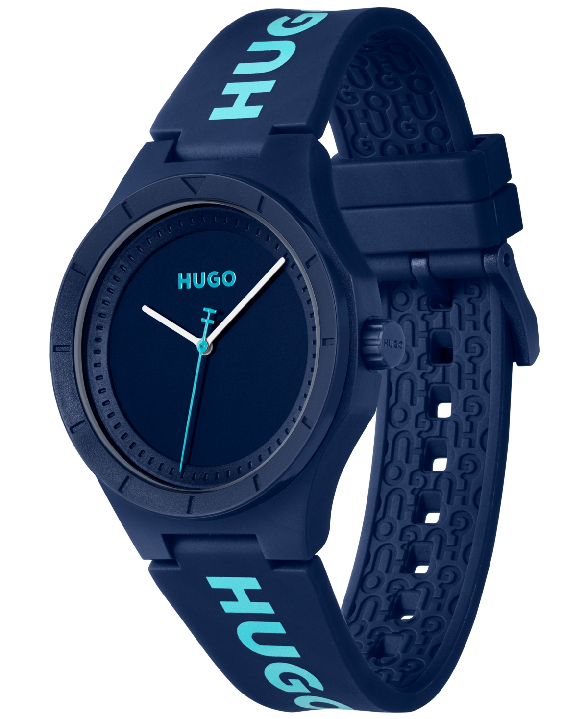 Shop Hugo Men's Lit For Him Quartz Blue Silicone Watch 42mm