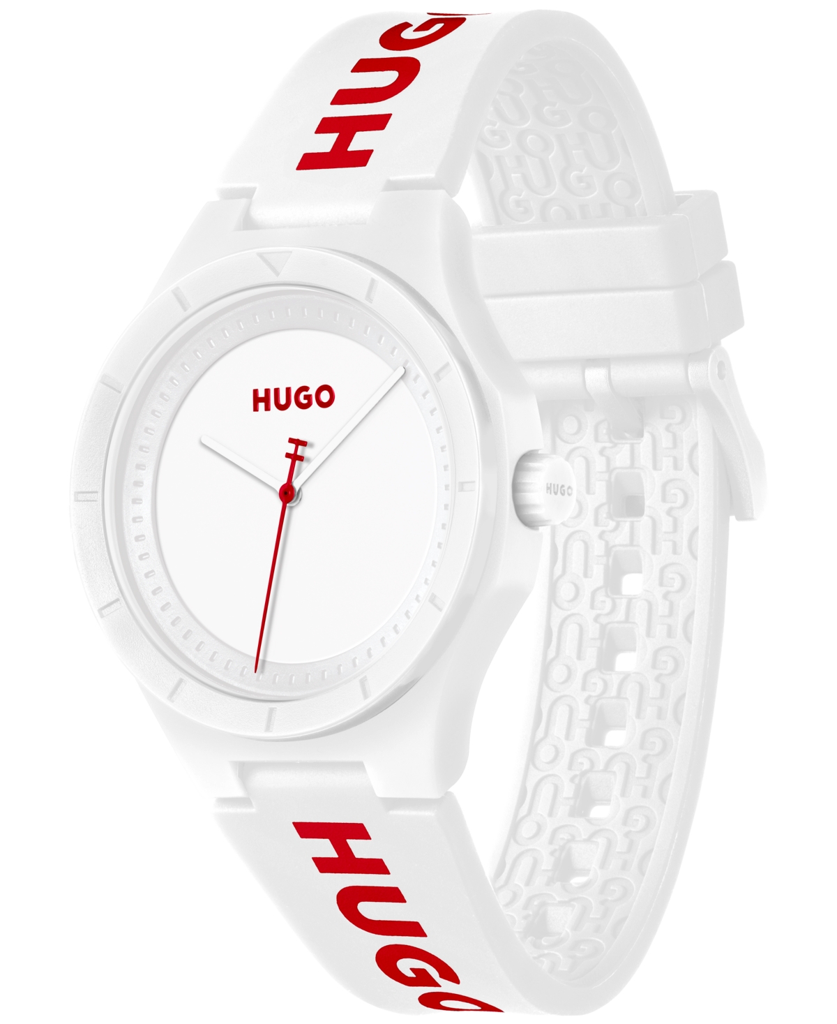 Shop Hugo Men's Lit For Him Quartz White Silicone Watch 42mm