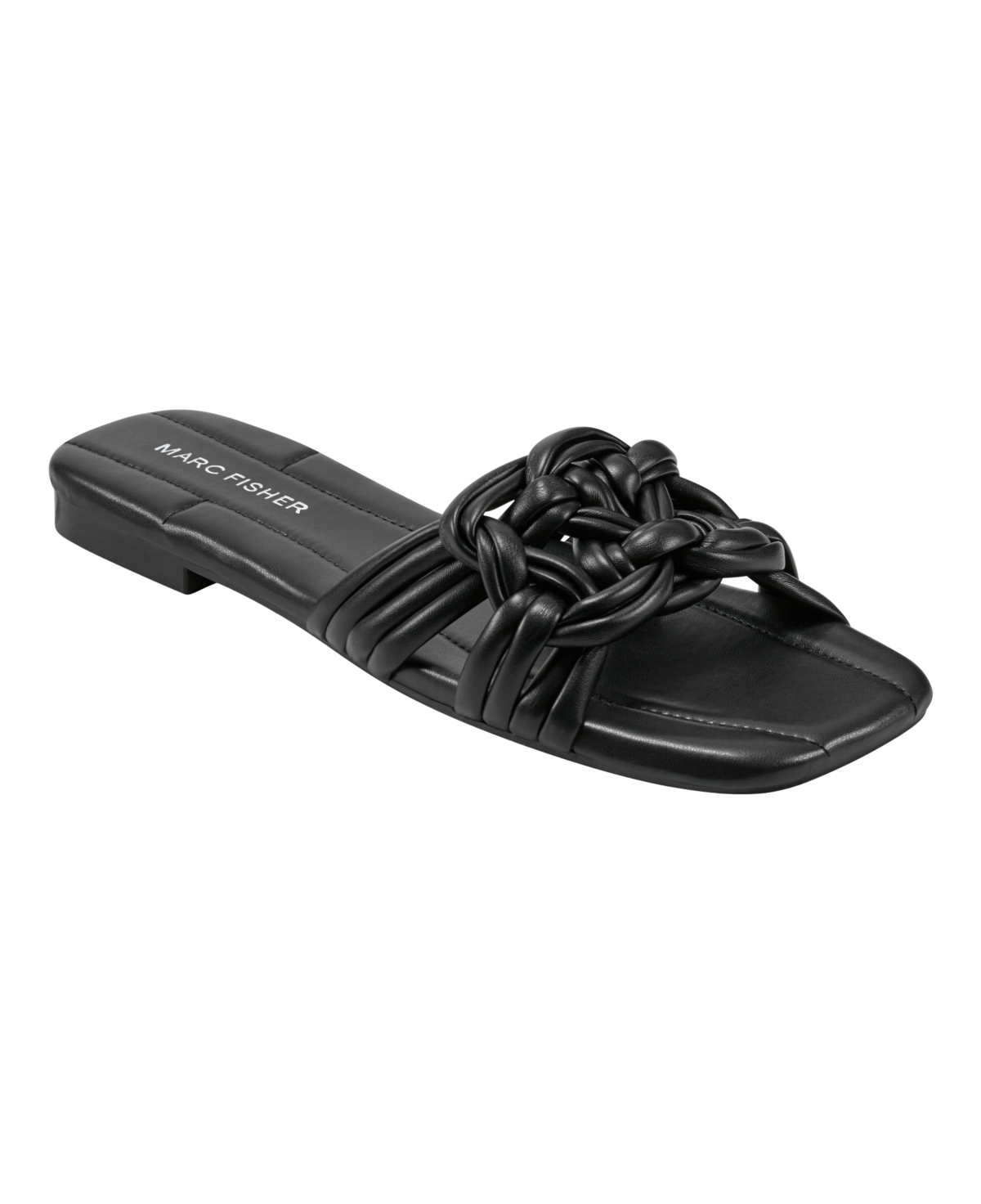 Shop Marc Fisher Women's Lartie Slip-on Casual Flat Sandals In Black