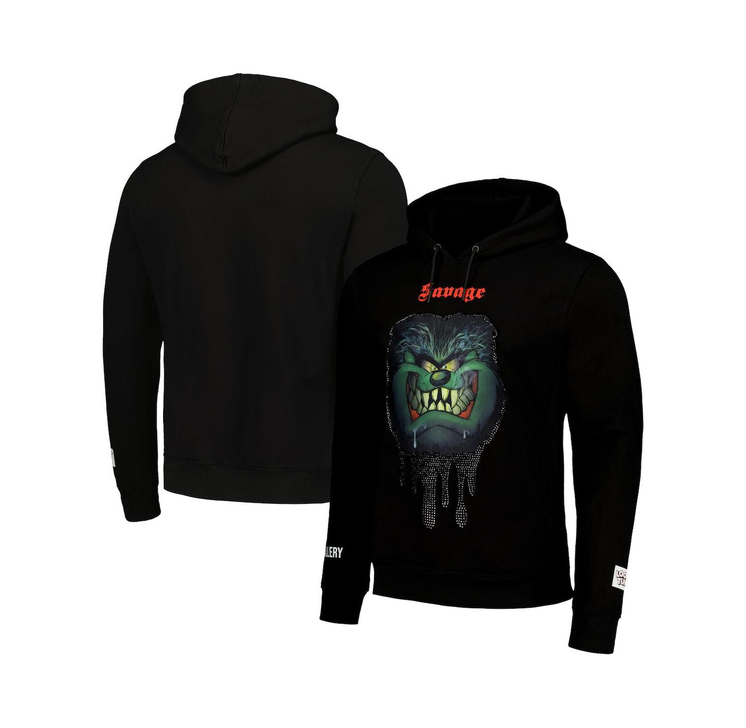 Men's and Women's Black Looney Tunes Taz Savage Horror Pullover Hoodie