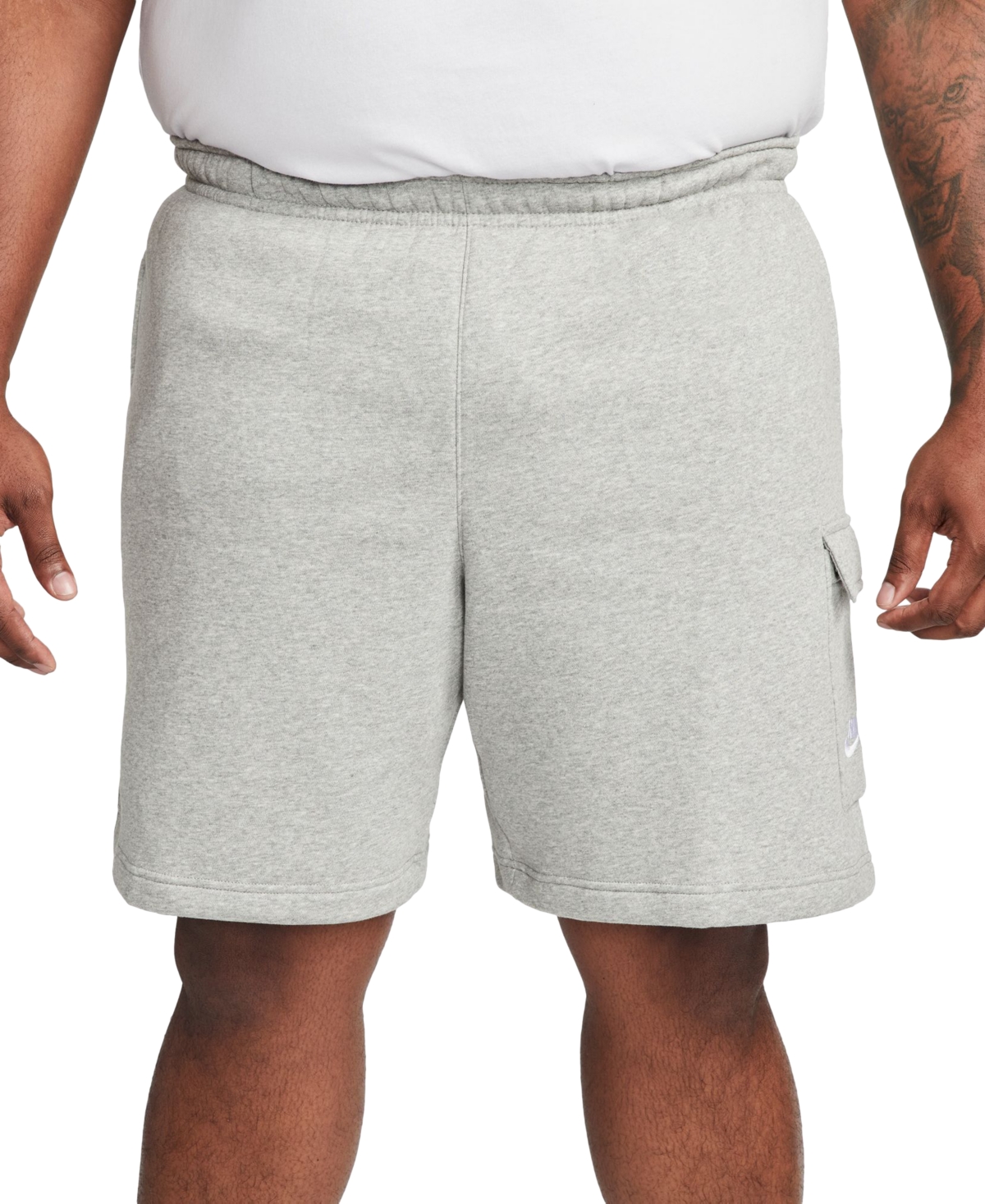 Shop Nike Men's Sportswear Club Fleece Cargo Shorts In Dark Grey Heather,white