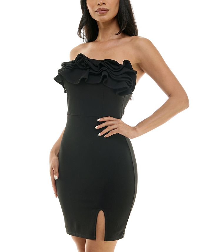 Emerald Sundae Juniors' Strapless Bandage Dress Black Size Medium
