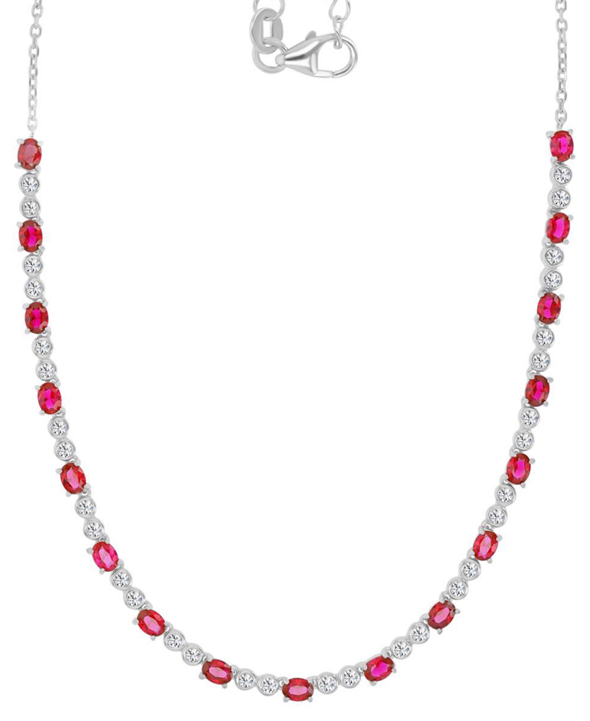 Shop Macy's Black Spinel Oval & Bezel Collar Necklace (4-5/8 Ct. T.w.) In Sterling Silver (also In Lab-grown Rub In Ruby