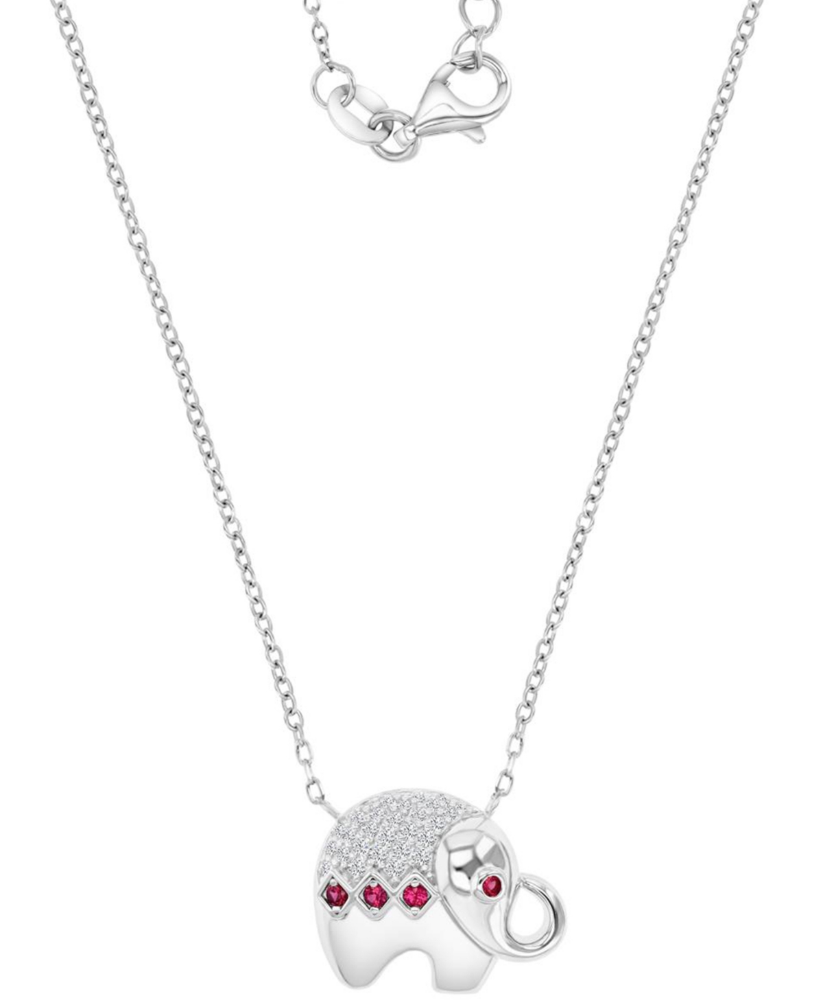 Black Spinel (1/4 ct. t.w.) & Lab-Grown White Sapphire (1/8 ct. t.w.) Elephant Pendant Necklace in Sterling Silver, 16