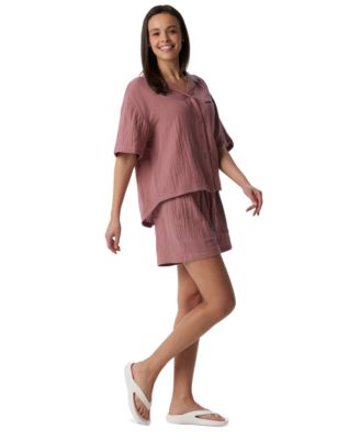 Columbia Womens Holly Hideaway Breezy Cotton Top Breezy Cotton Shorts In Eve