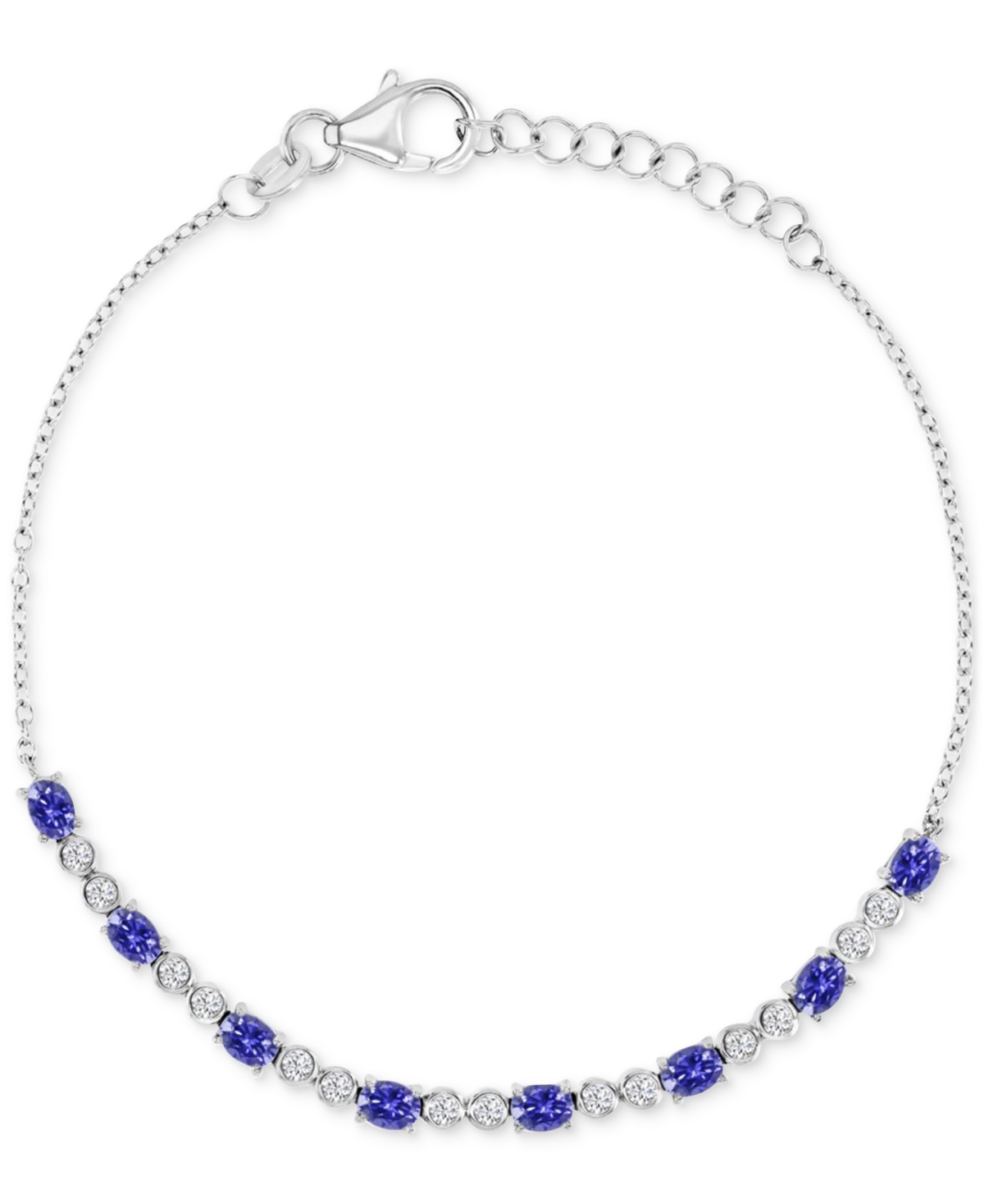 Shop Macy's Cubic Zirconia Oval & Bezel Chain Link Bracelet In Blue