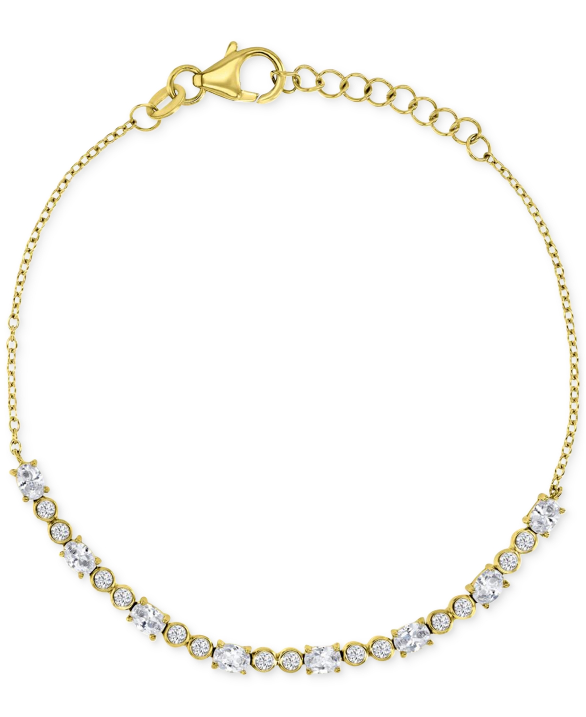 Shop Macy's Cubic Zirconia Oval & Bezel Chain Link Bracelet In Gold