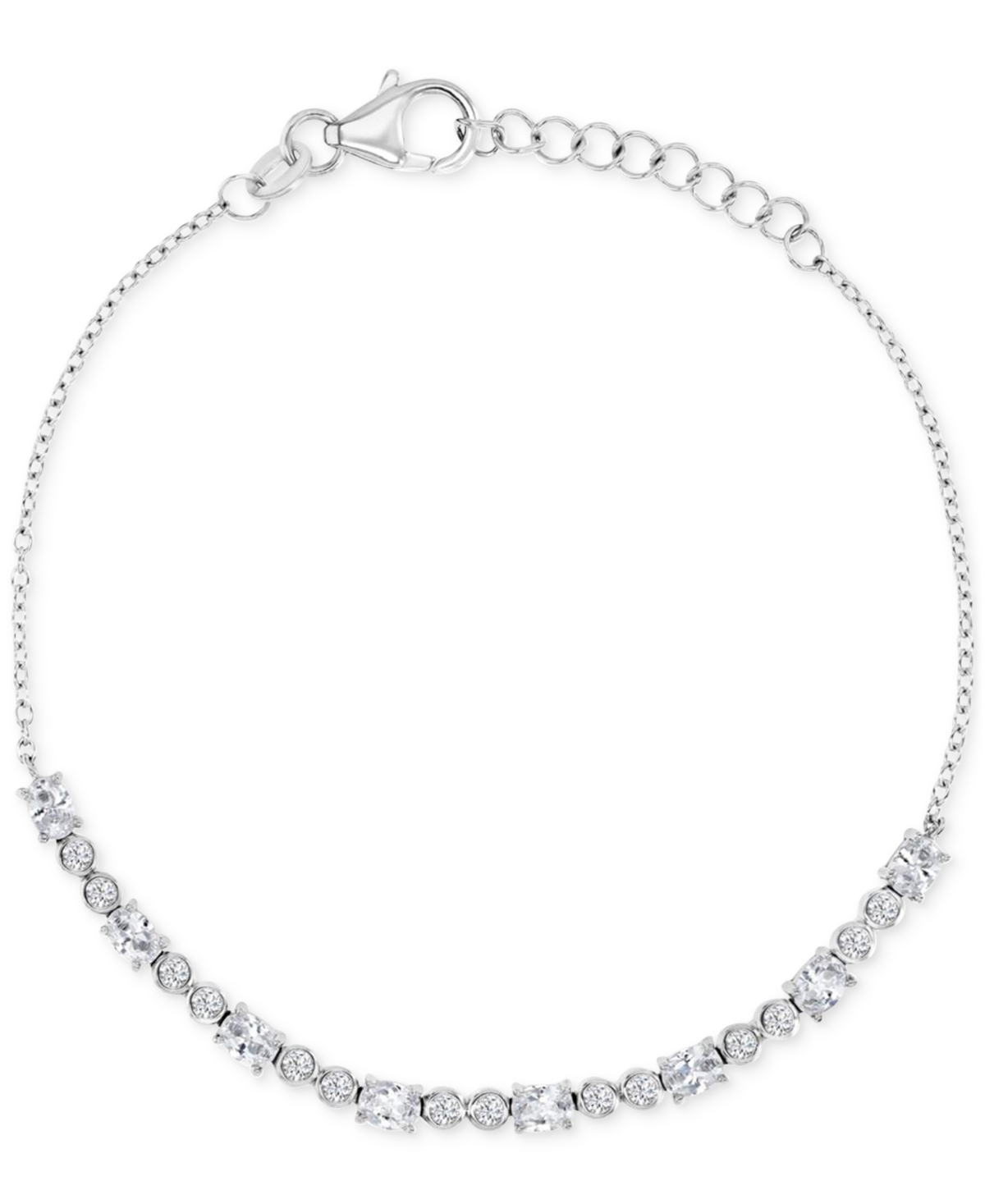 Shop Macy's Cubic Zirconia Oval & Bezel Chain Link Bracelet In Silver