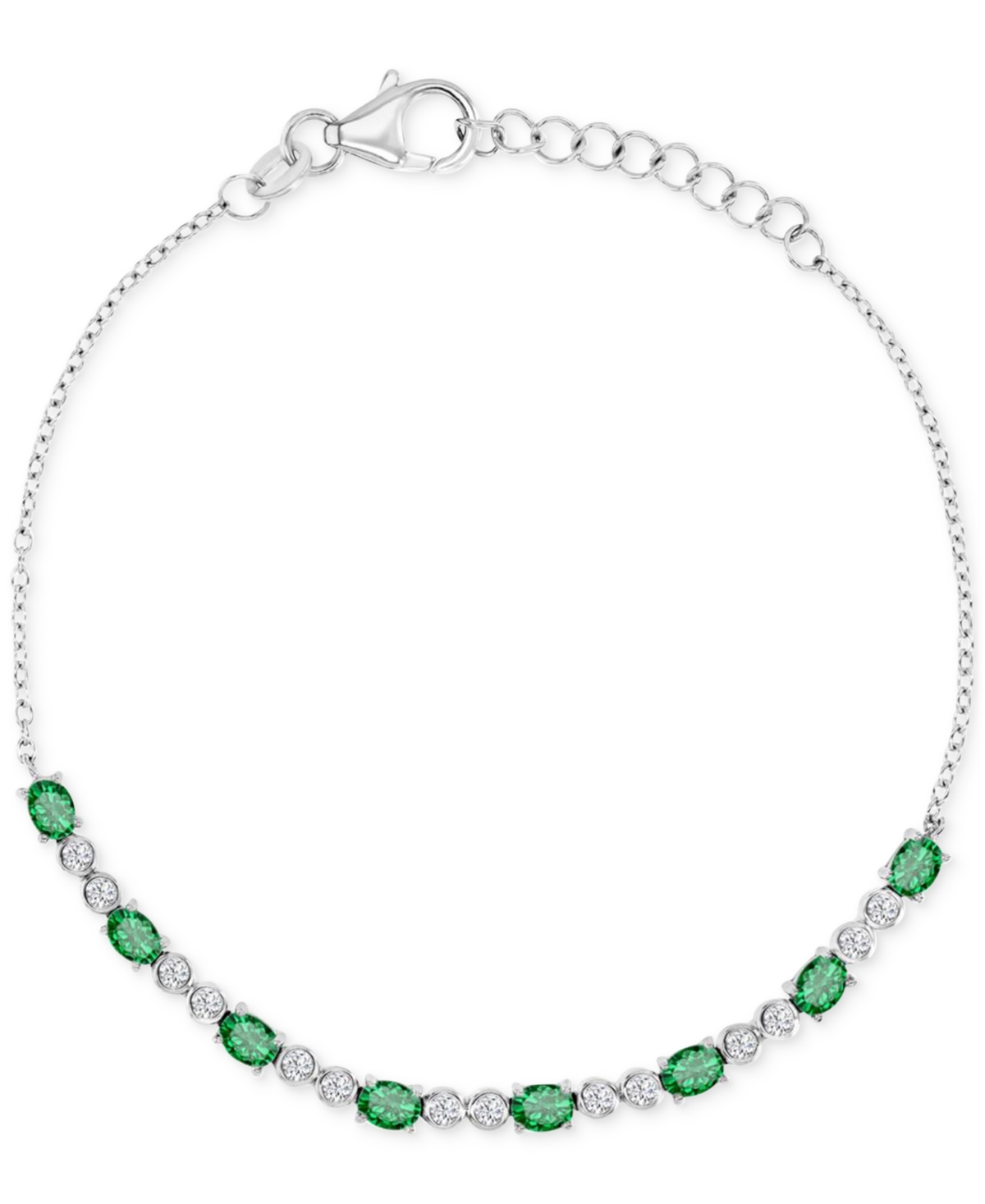 Shop Macy's Cubic Zirconia Oval & Bezel Chain Link Bracelet In Green