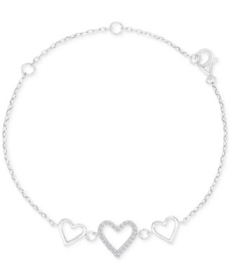 Macy's - Children's Cubic Zirconia & Polished Triple Heart Chain Link Bracelet
