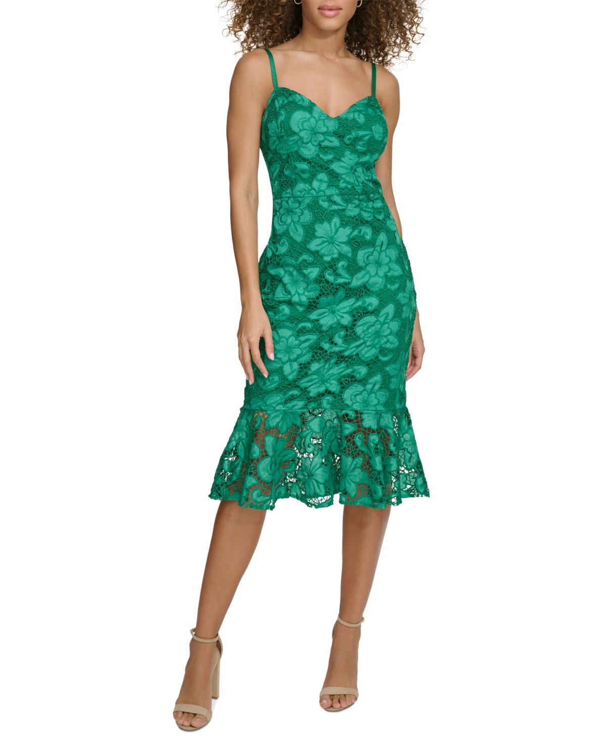 Women's Lace Fit & Flare Dress - Green