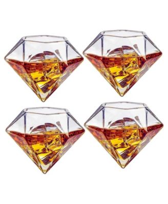 Diamond Whiskey Decanter with Diamond Whiskey Glasses, Set of 3