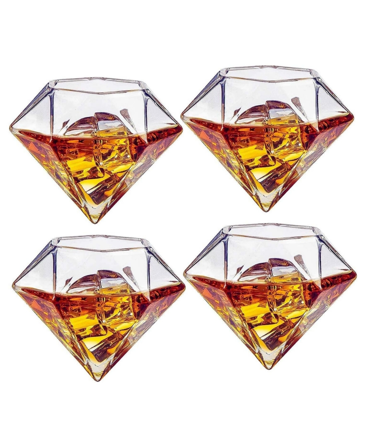 Shop The Wine Savant Diamond Whiskey Decanter With Diamond Whiskey Glasses, Set Of 3 In Clear