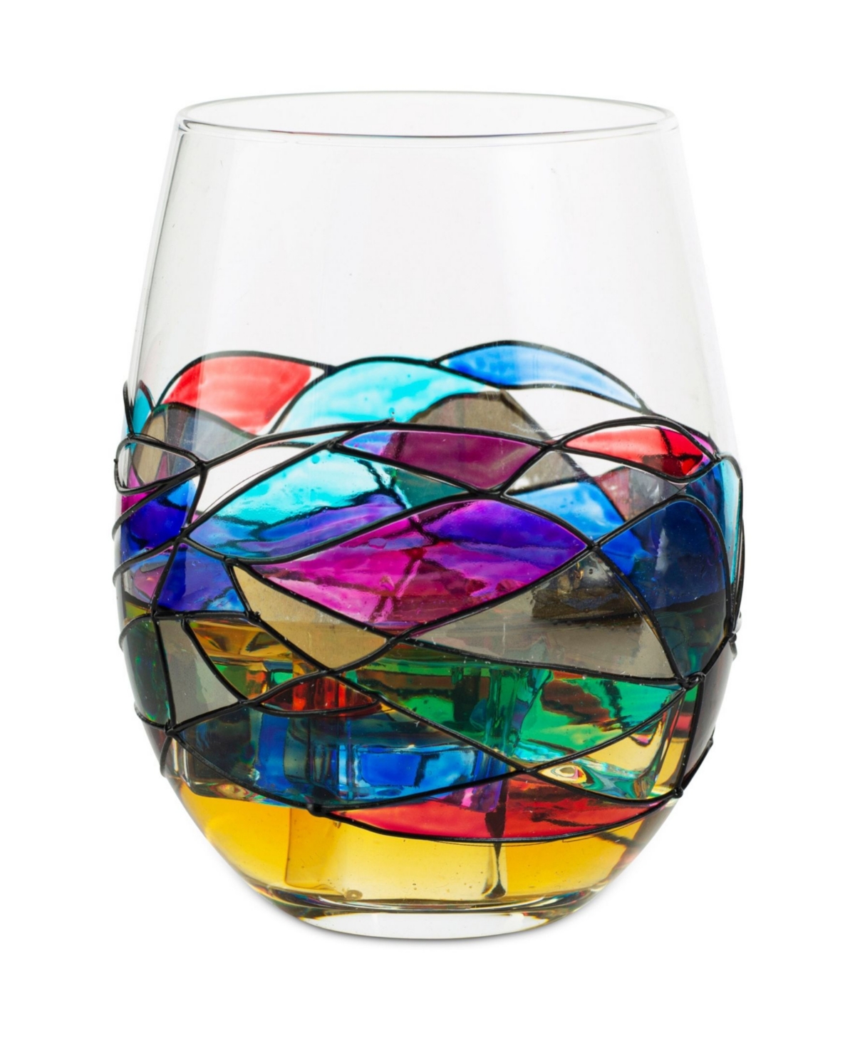The Wine Savant Renaissance Stained Glass Wine Decanter Glasses, Set Of 5 In Multicolored