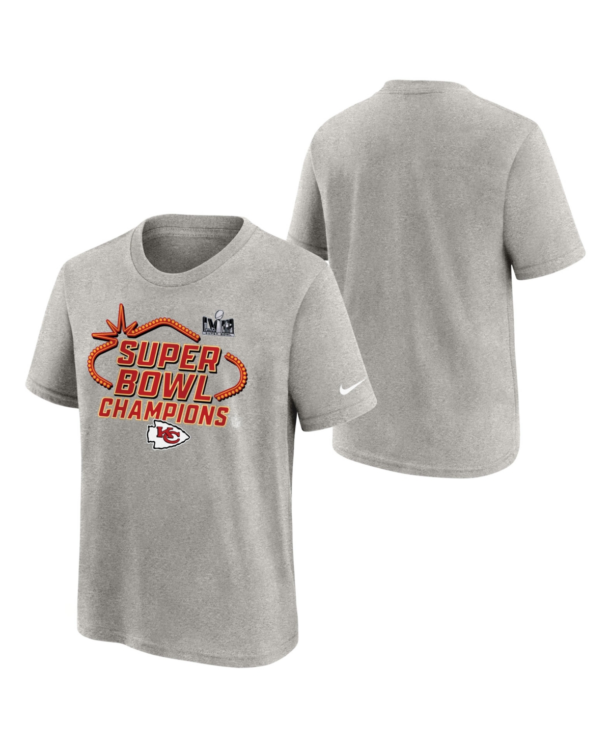 Shop Nike Big Boys And Girls  Gray Kansas City Chiefs Super Bowl Lviii Champions Trophy Collection T-shirt