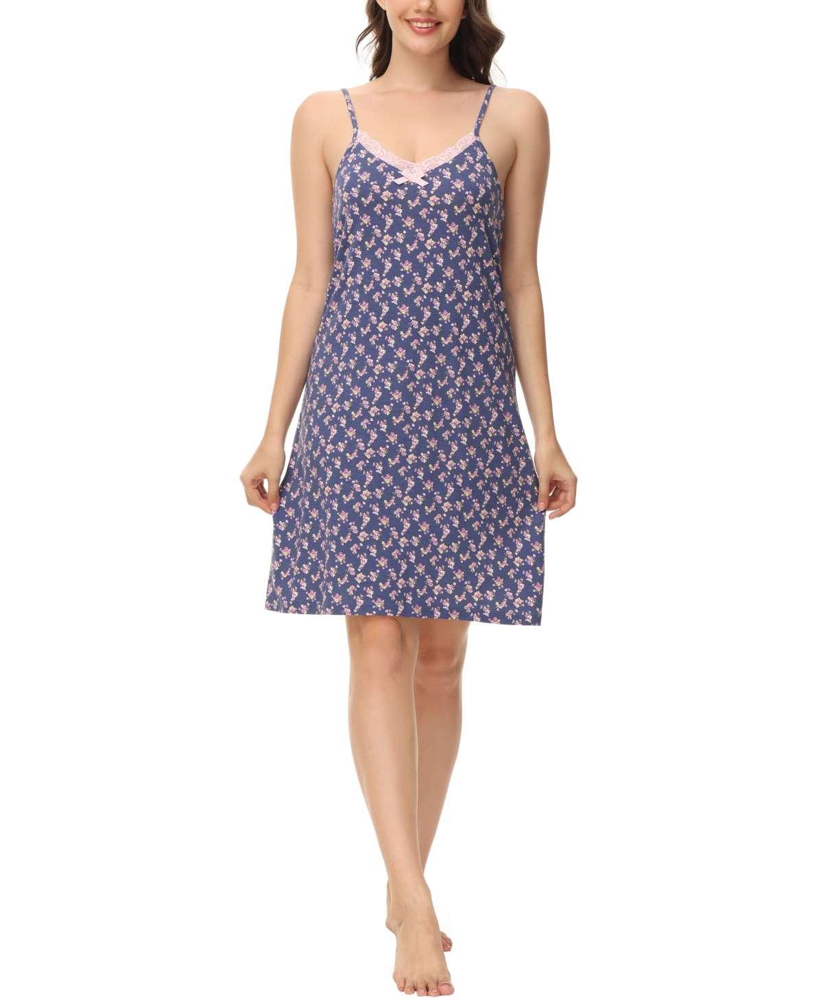 Women's Printed V-Neck Nightgown - Lovely Floral