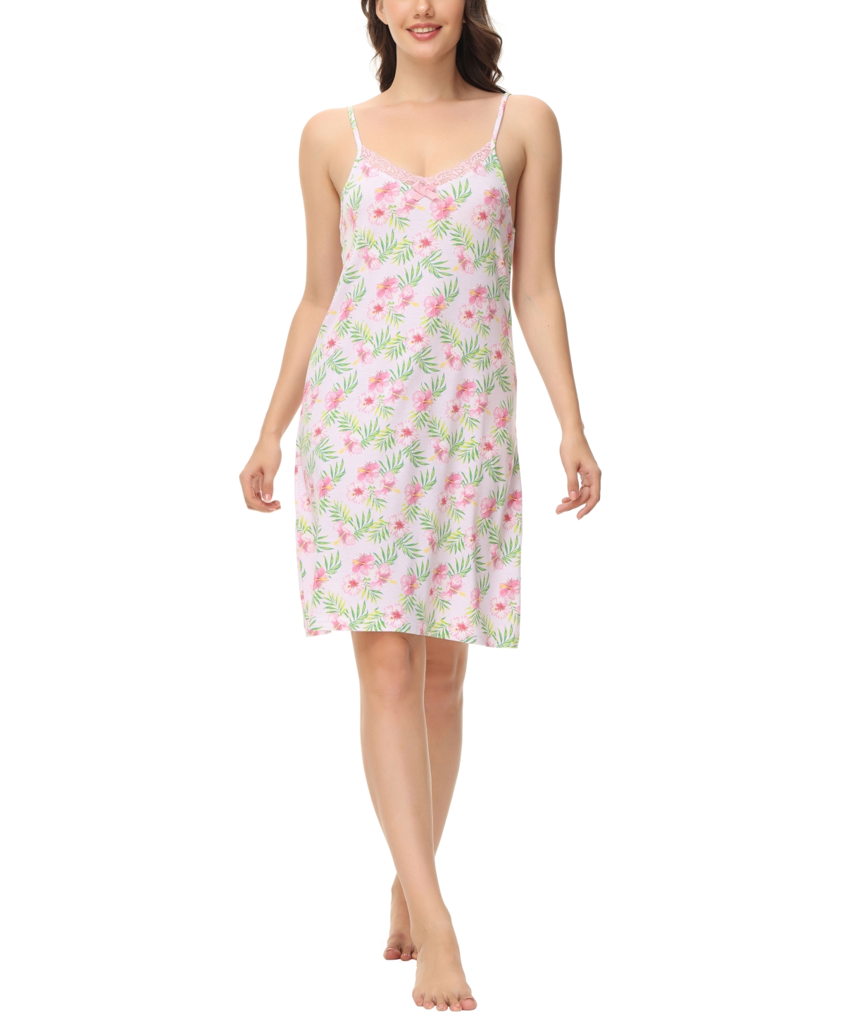 Women's Printed V-Neck Nightgown - Tropical Bliss