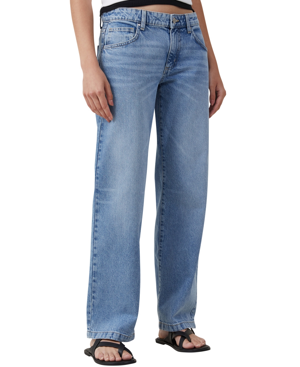 Shop Cotton On Women's Low Rise Straight Jeans In Bells Blue