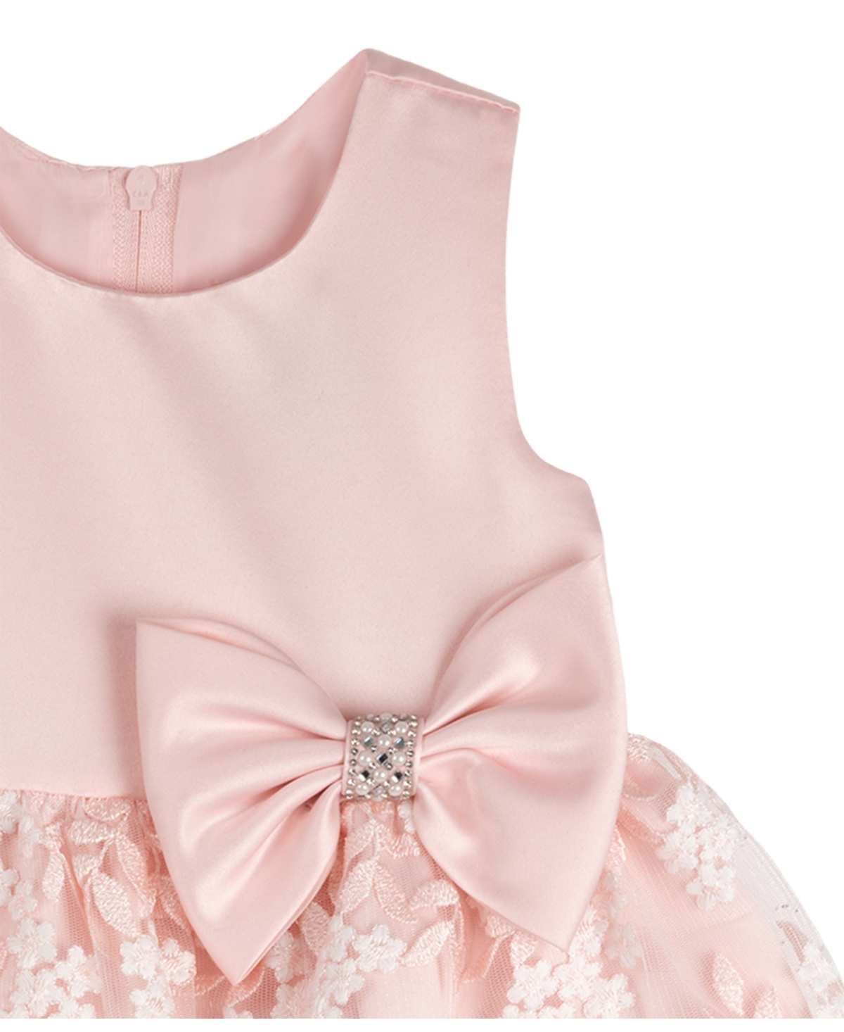 Shop Rare Editions Baby Girls Silk And Embroidered Mesh Social Dress In Peach