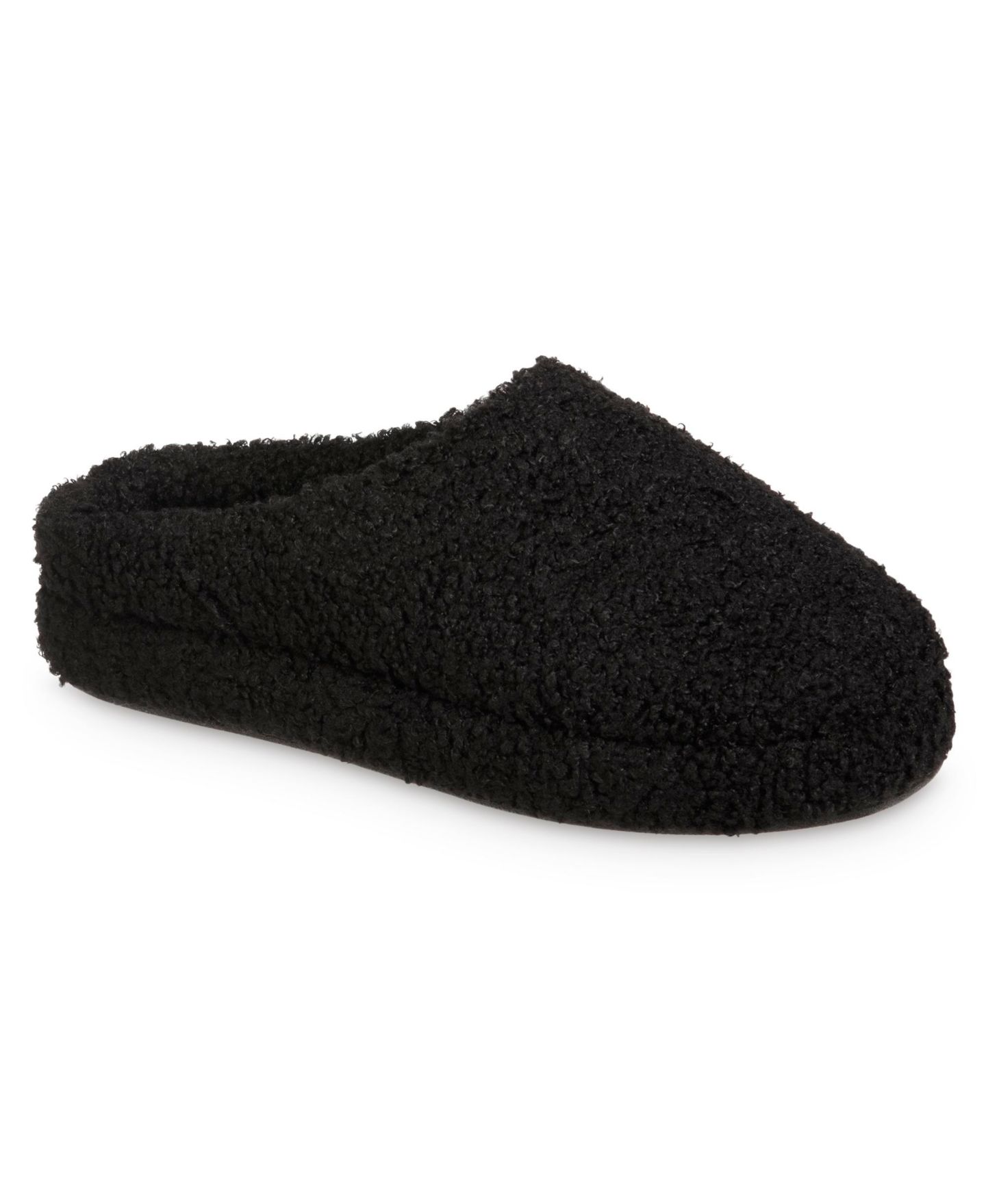 Женские тапочки Isotoner Signature Memory Foam Berber Fiona Comfort Hoodback Slippers, цвет: Чёрный — фото 1