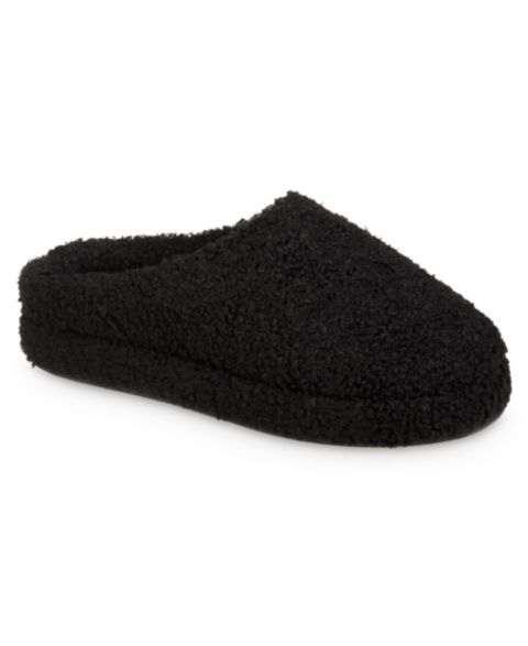 Женские тапочки Isotoner Signature Memory Foam Berber Fiona Comfort Hoodback Slippers, цвет: Чёрный