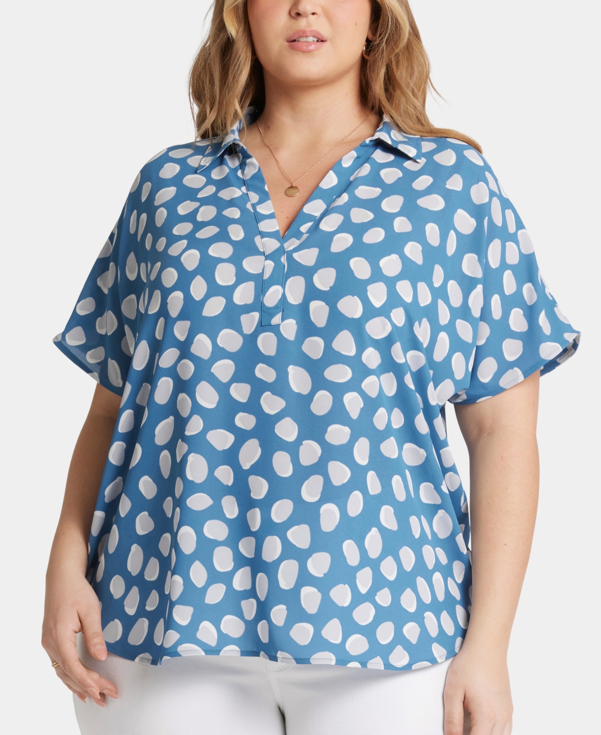 Shop Nydj Plus Size Becky Short Sleeved Blouse In Delilah Dots