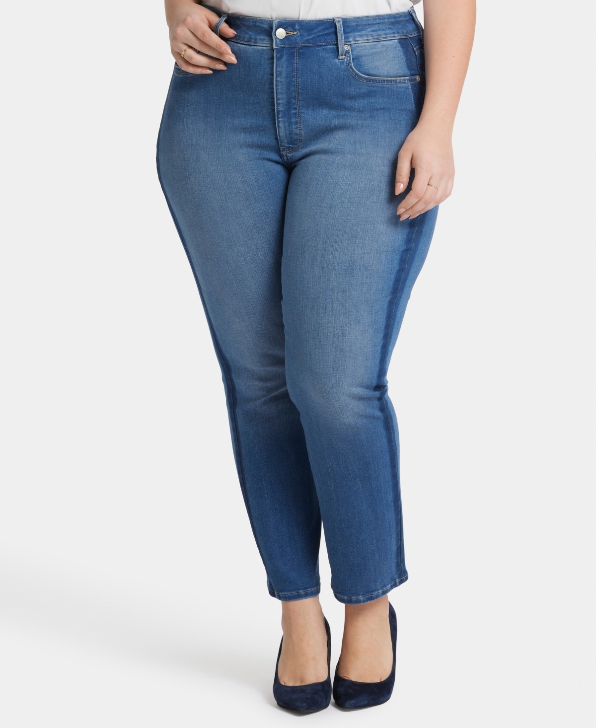 Nydj Plus Size Marilyn Straight High Rise Ankle Jeans In Azurewave