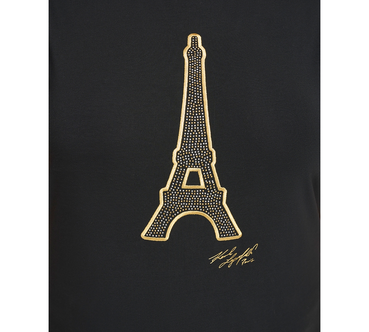 Karl Lagerfeld Paris Plus Size Eiffel Tower Embellished T-Shirt, First@Macy's -Gold