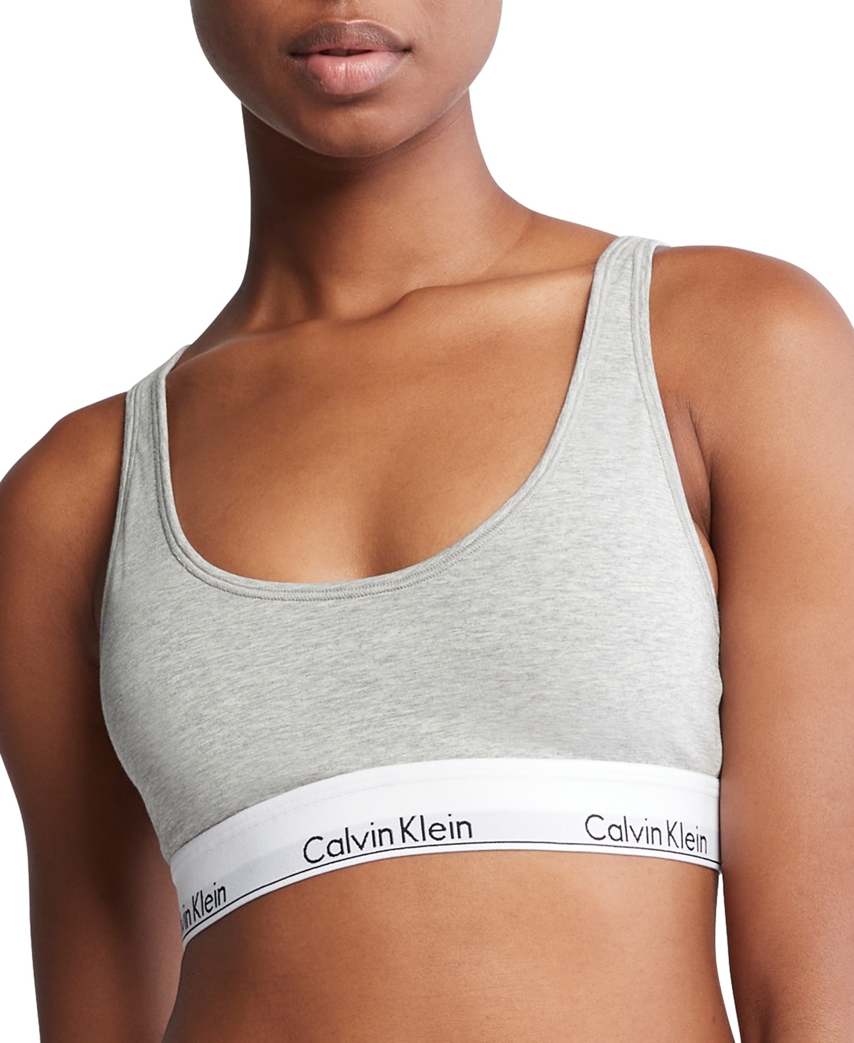 Shop Calvin Klein Women's Modern Cotton Lightly Lined Bralette Qf7586 In Grey Heather