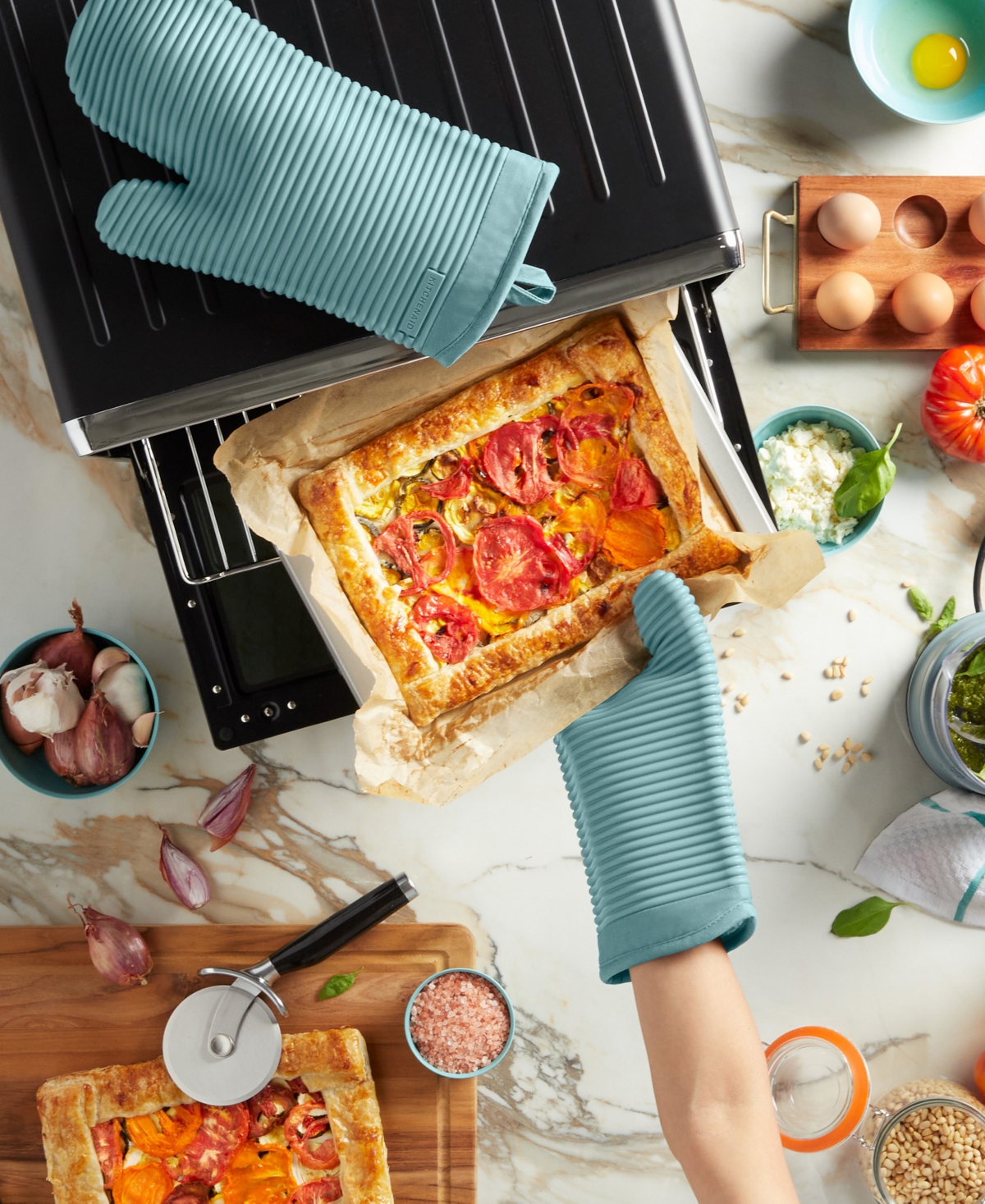 Kitchenaid Ribbed Soft Silicone Oven Mitt 2-pack Set, 7.5" X 13"