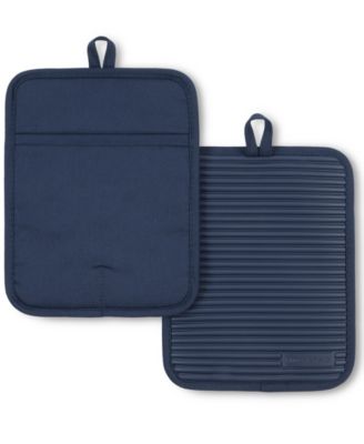 Ribbed Soft Silicone Pot Holder 2-Pack Set, 7" x 9"
