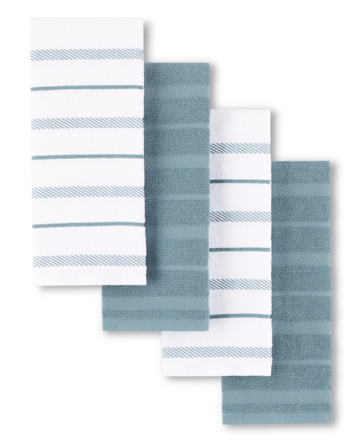 Kitchenaid Albany Kitchen Towel 4-pack Set, 16" X 26" In Fog Blue,white