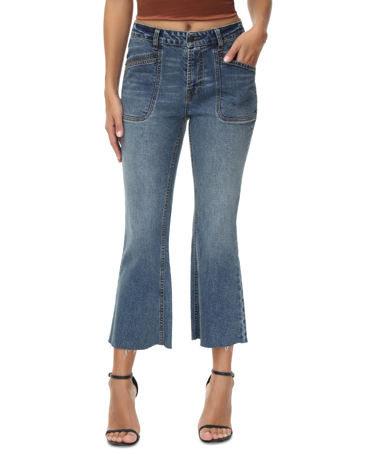Women's Mid-Rise Cropped Boot-Cut Jeans - Mila Wash