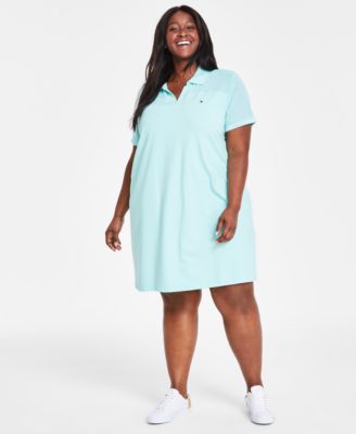 Tommy Hilfiger Plus Size Mesh-Trim Johnny-Collar Dress - Macy's