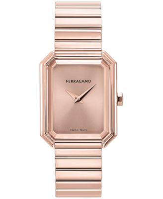 Salvatore Ferragamo Women s Swiss Rose Gold Ion Plated Stainless Steel Bracelet Watch 27x34mm Macy s