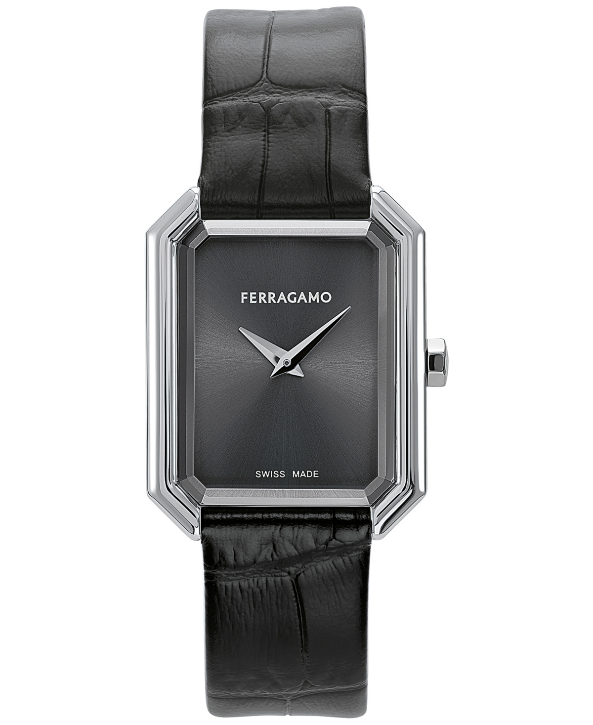 Salvatore Ferragamo Women's Swiss Black Leather Strap Watch 27x34mm - Stainless