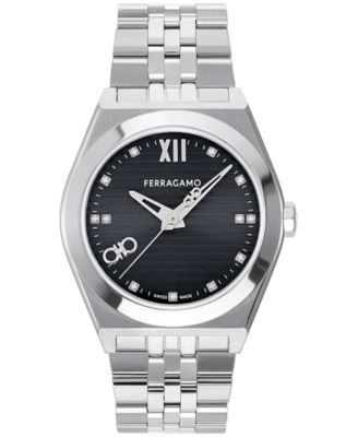 Ferragamo - Men's Swiss Diamond (1/20 ct. t.w.) Stainless Steel Bracelet Watch 40mm