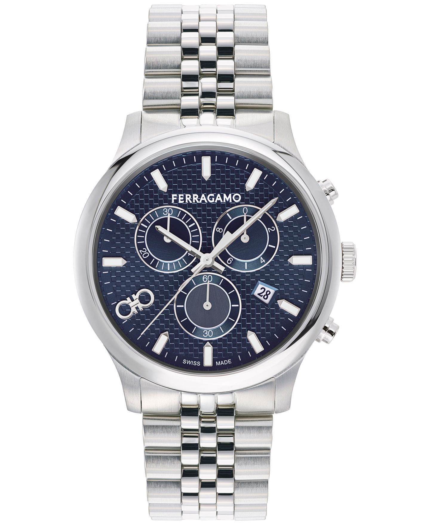 Мужские часы Ferragamo Salvatore Swiss Chronograph Stainless Steel Bracelet Watch 42mm — фото 1