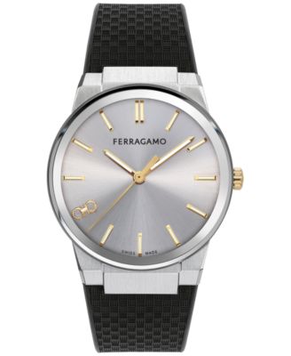Ferragamo - Men's Swiss Black Rubber Strap Watch 41mm