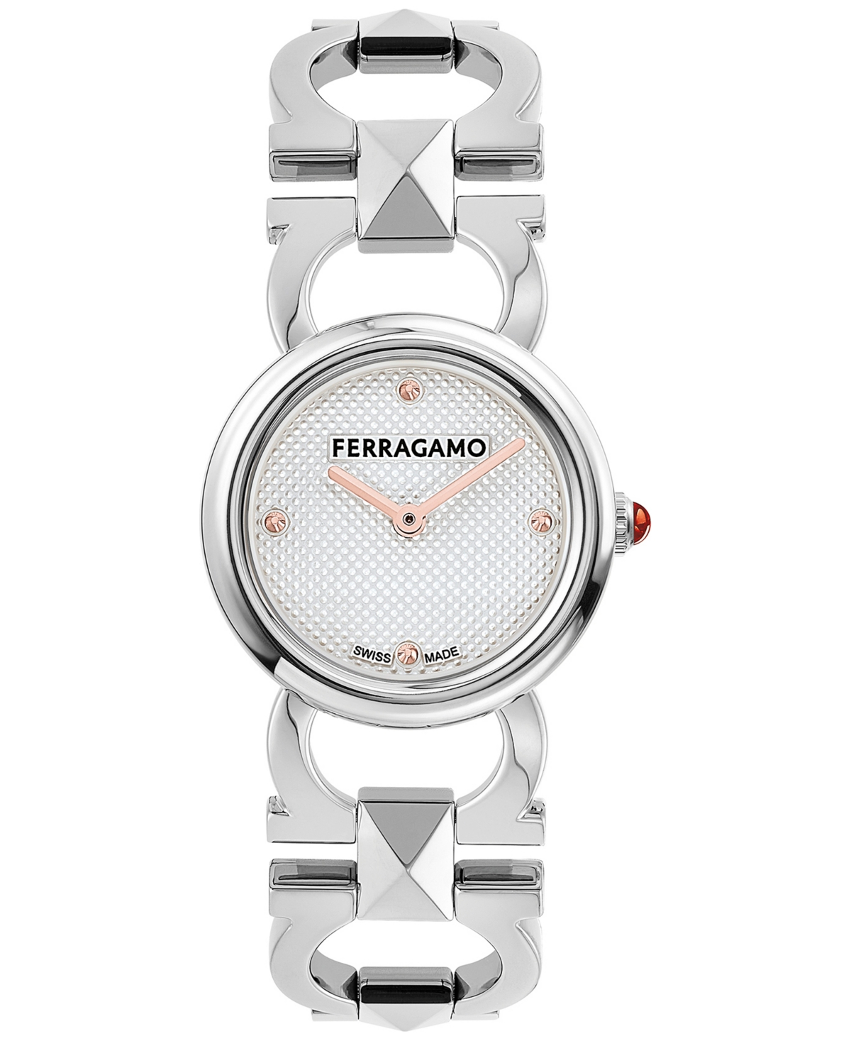 Shop Ferragamo Salvatore  Women's Swiss Stainless Steel Stud Link Bracelet Watch 25mm