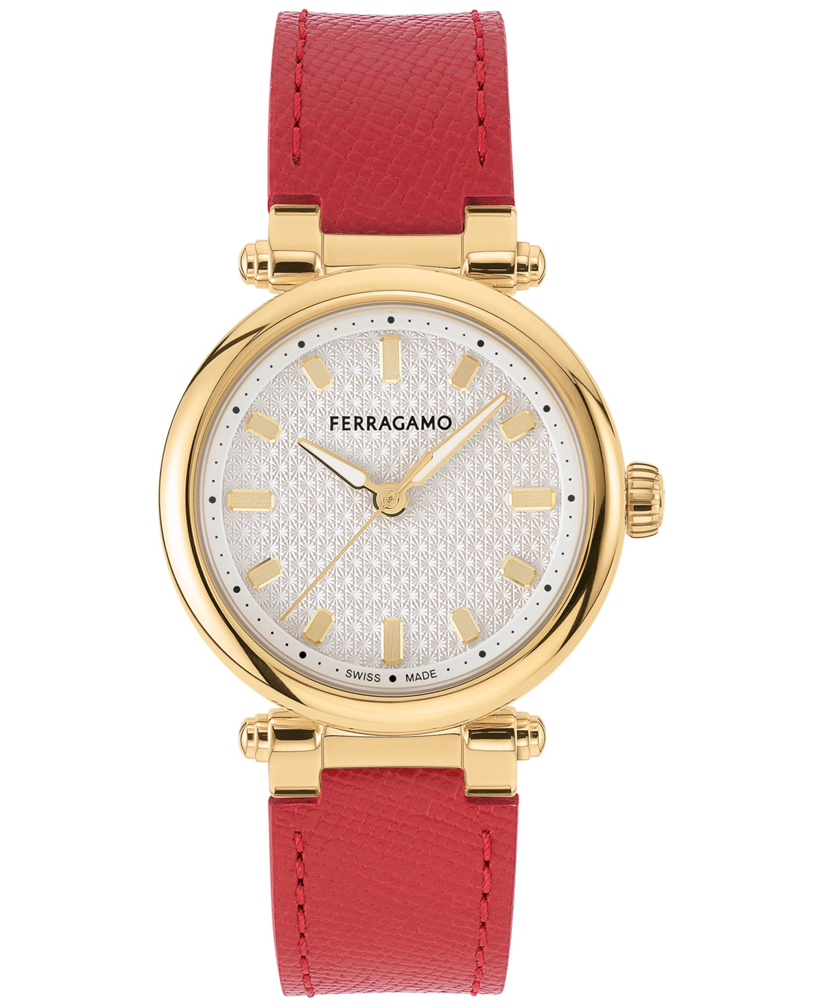 Salvatore Ferragamo Women's Swiss Red Leather Strap Watch 30mm - Gold
