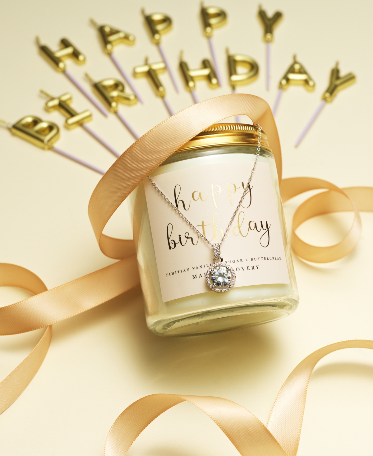 Lovery 3-pc. Happy Birthday Soy Candle & Halo Necklace Gift Set In No Color