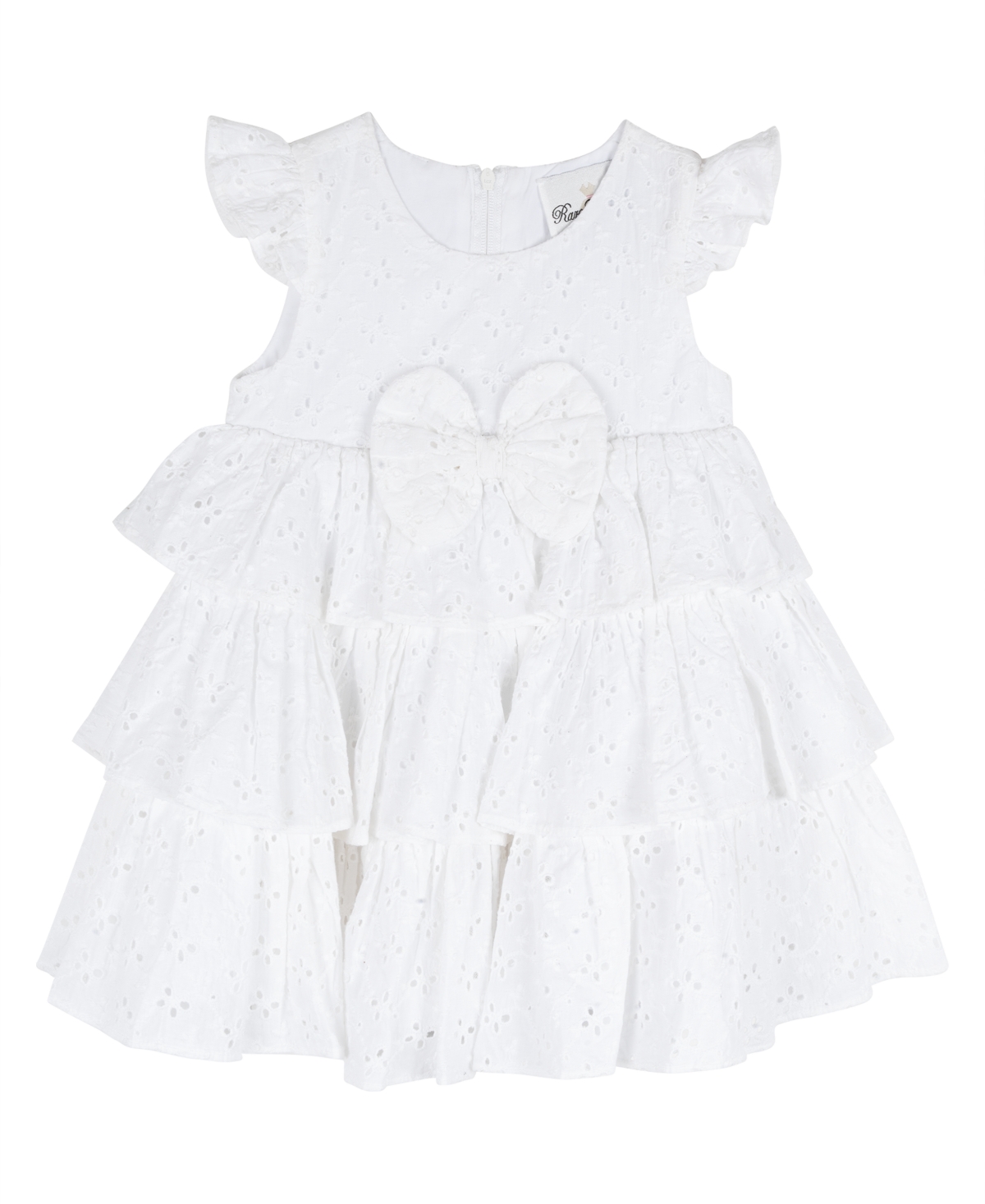 Rare Editions Baby Girls Tiered Eyelet Round Neck Dress In White