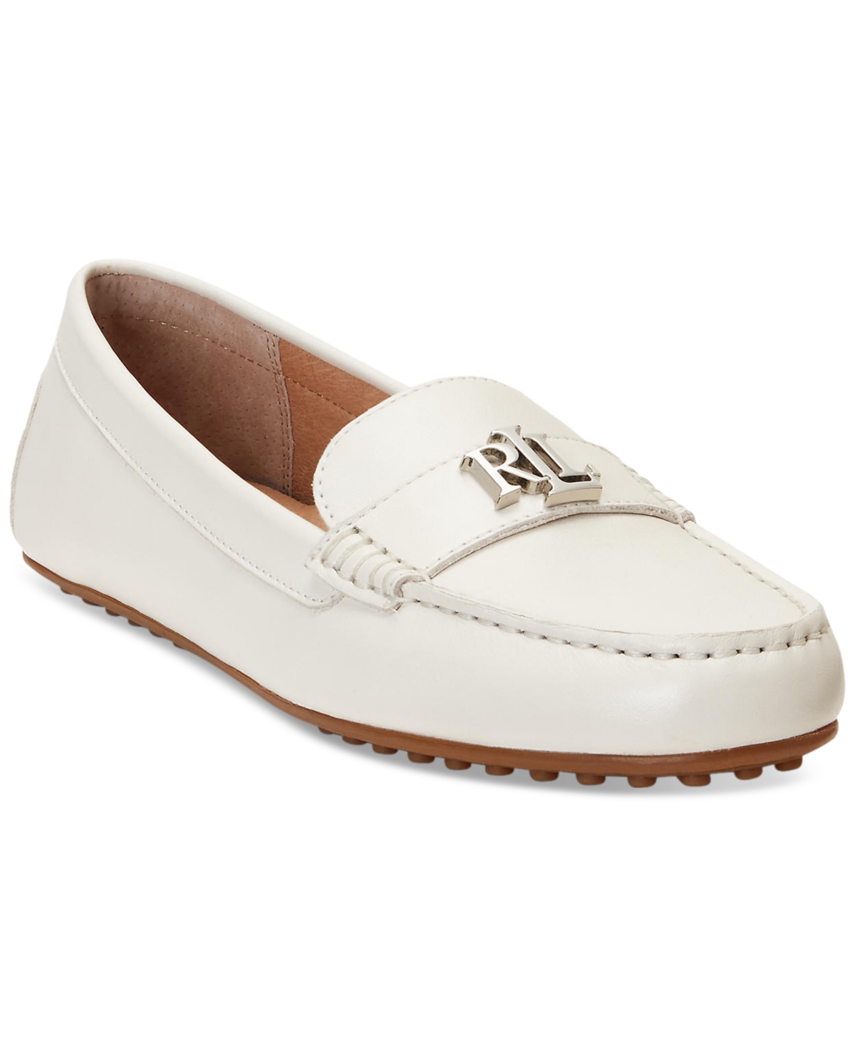 Shop Lauren Ralph Lauren Women's Barnsbury Slip-on Driver Loafer Flats In Soft White